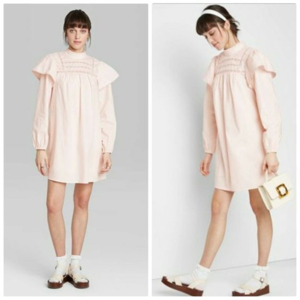Kawaii Cottagecore Frill Dress in Pale Pink - Picture 6 of 7